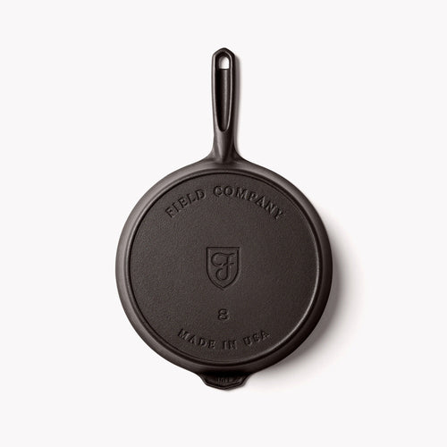 Underside of the No.8 Cast Iron Skillet showing the Field Company and Made in USA stamps