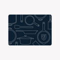Field Company gift card in navy with white line drawings of skillets, a Dutch oven, and kitchen tools thumbnail
