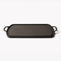 Angled view of the Field Long Cast Iron Griddle, low rim and loop handles thumbnail