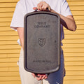 Underside of the Long Cast Iron Griddle showing the Field Company and Made in USA stamps thumbnail