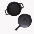 Overhead of the open Field Dutch Oven beside the lid-topped skillet from the 4-Piece Set thumbnail