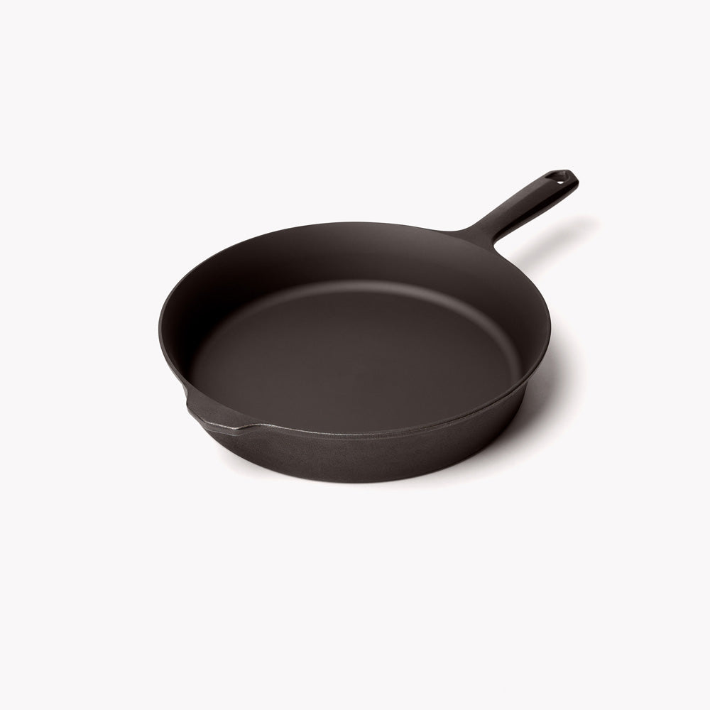 No.8 Field Cast Iron Skillet angled side view on white background showing sloped sides