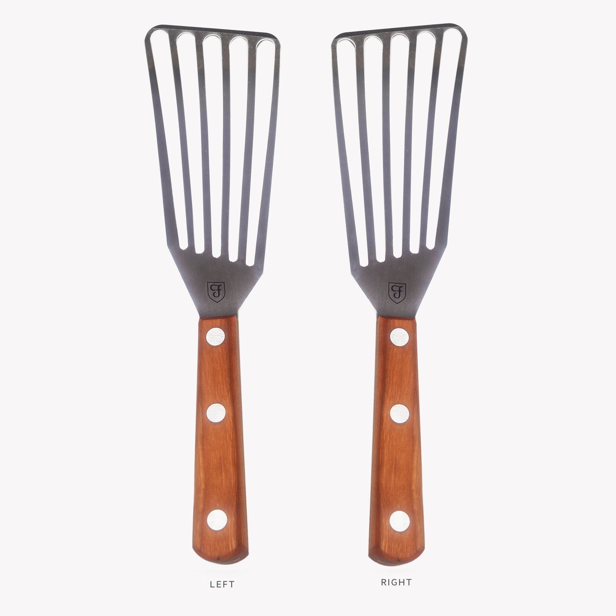 Pair of left- and right-handed Field Slotted Turners with wood handles
