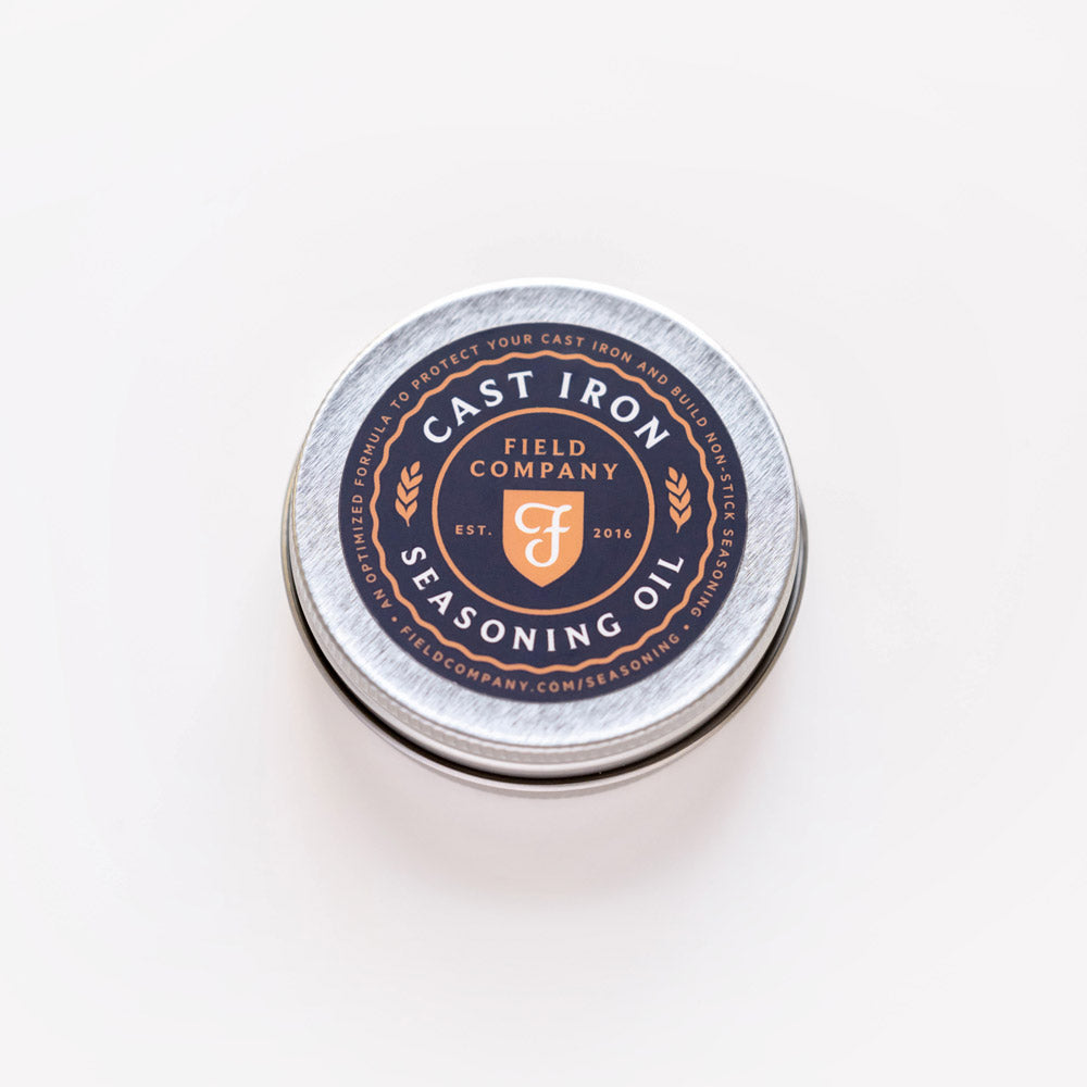 Closed tin of Field Company Cast Iron Seasoning Oil