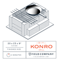 Line-drawing diagram of the Field Company DIY Konro grill built from bricks, 20 x 23 x 9 inch footprint thumbnail