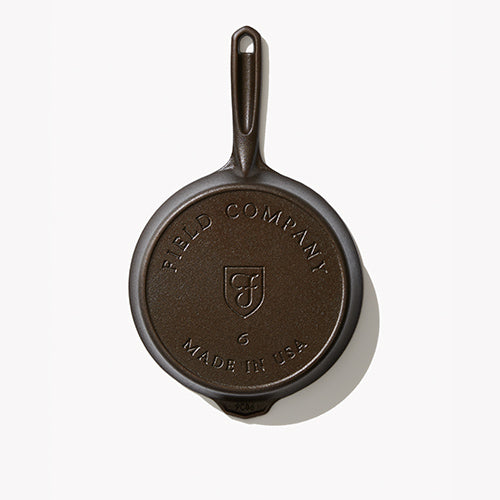 Underside of the No.6 Cast Iron Skillet showing the Field Company and Made in USA stamps