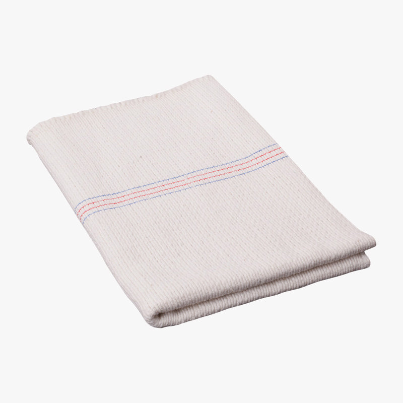 Field Company XL Cleaning Cloth folded, white cotton with red and blue stripe detail